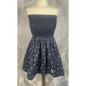 Vintage Y2K Abercrombie Fitch nautical smocked strapless minidress L preppy